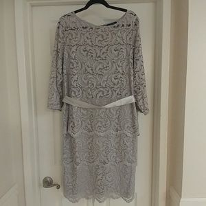 Silver/gray lace formal dress